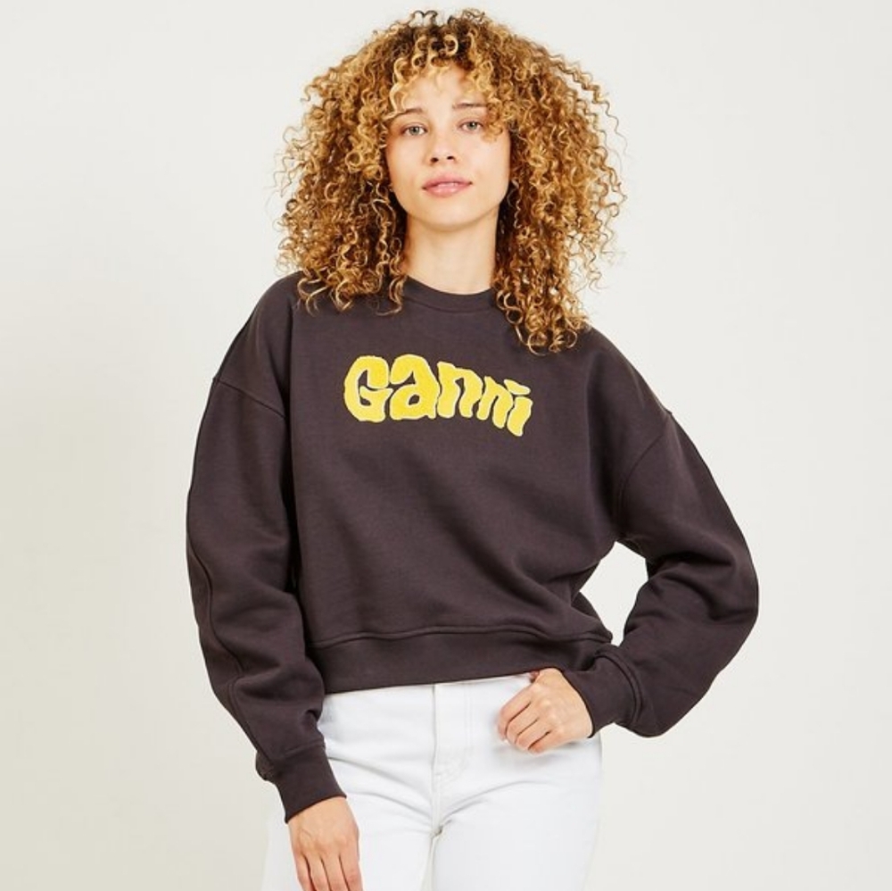 Ganni Isoli Logo Cropped Crewneck